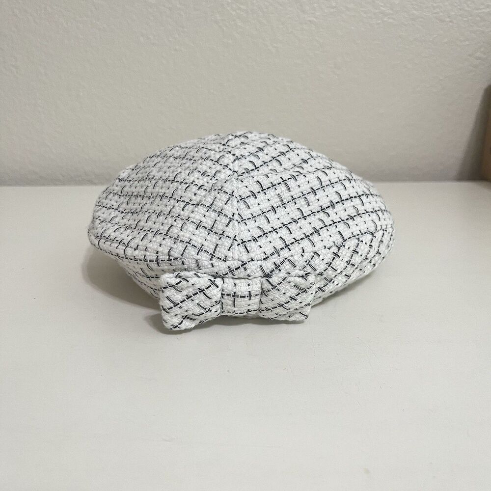 Janie and Jack Black and White Bow Tweed Beret Hat Wool Blend Girls Size 2T to 3
